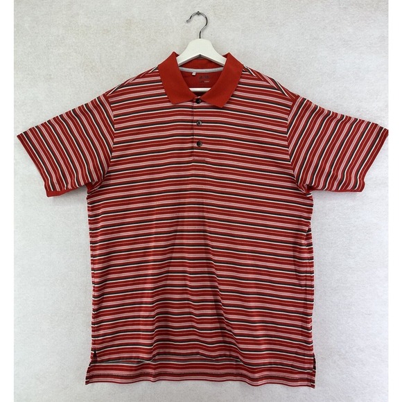 Adidas Clima Cool Golf Polo Shirt Red Black‎ Striped Button Up Mens Large XL - Picture 1 of 4